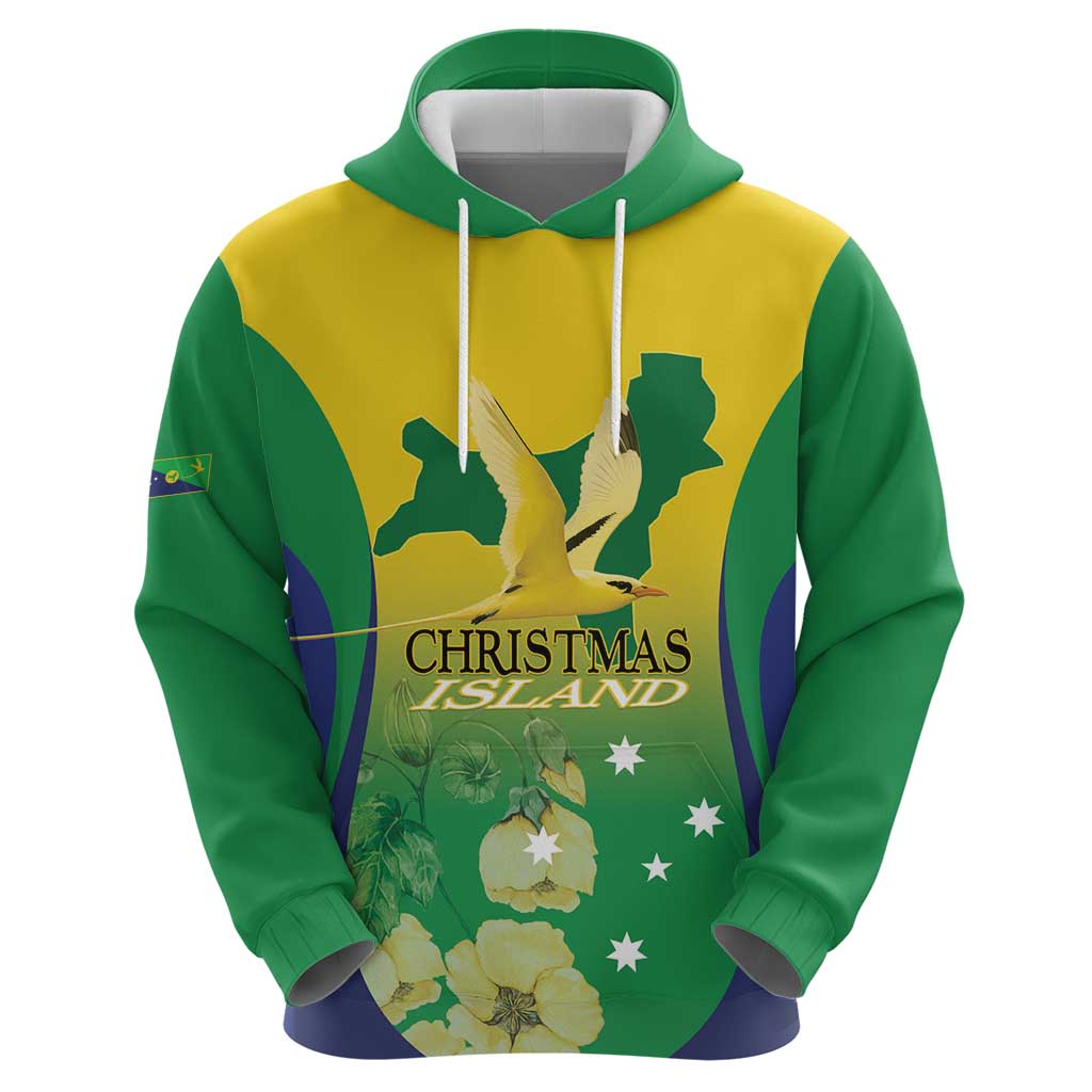 Personalised Australia Christmas Island Hoodie Golden Bosun Abutilon listeri With Map - Aussie Hoodie