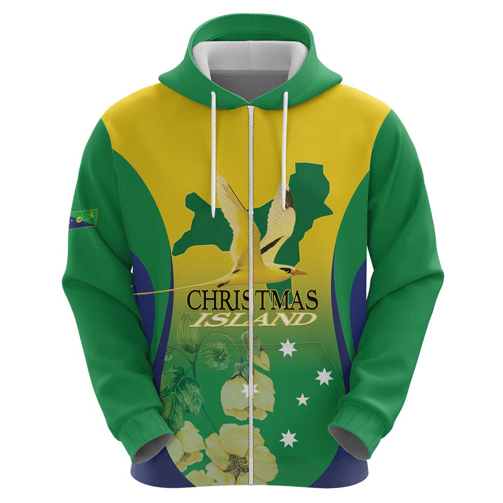 Personalised Australia Christmas Island Hoodie Golden Bosun Abutilon listeri With Map - Aussie Hoodie