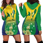 Personalised Australia Christmas Island Hoodie Dress Golden Bosun Abutilon listeri With Map - Aussie Hoodie