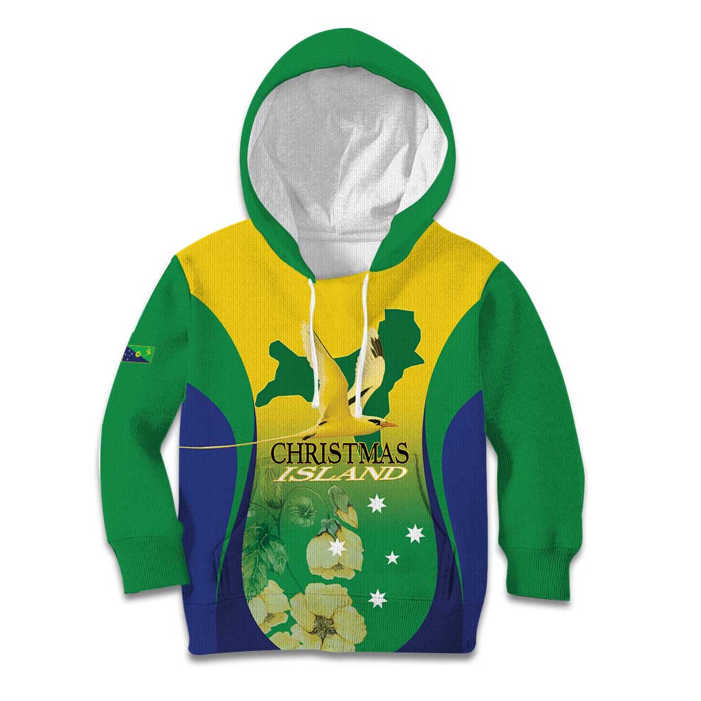 Personalised Australia Christmas Island Kid Hoodie Golden Bosun Abutilon listeri With Map - Aussie Hoodie