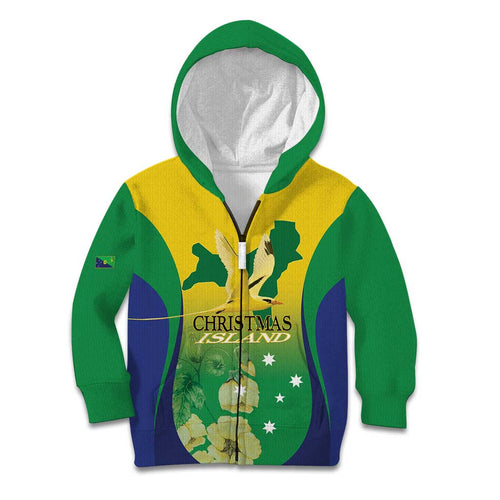 Personalised Australia Christmas Island Kid Hoodie Golden Bosun Abutilon listeri With Map - Aussie Hoodie