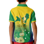 Personalised Australia Christmas Island Kid Polo Shirt Golden Bosun Abutilon listeri With Map - Aussie Hoodie