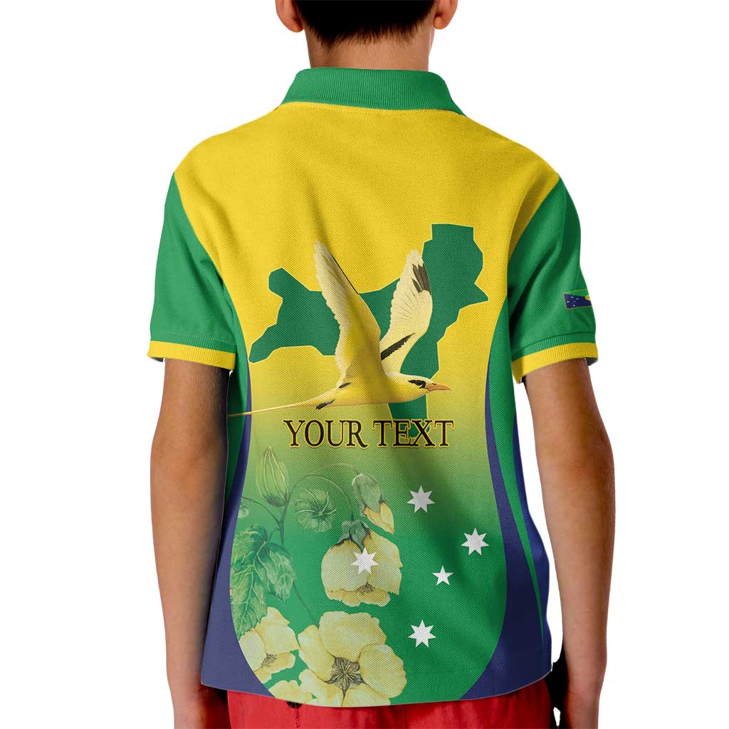 Personalised Australia Christmas Island Kid Polo Shirt Golden Bosun Abutilon listeri With Map - Aussie Hoodie