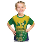 Personalised Australia Christmas Island Kid T Shirt Golden Bosun Abutilon listeri With Map - Aussie Hoodie