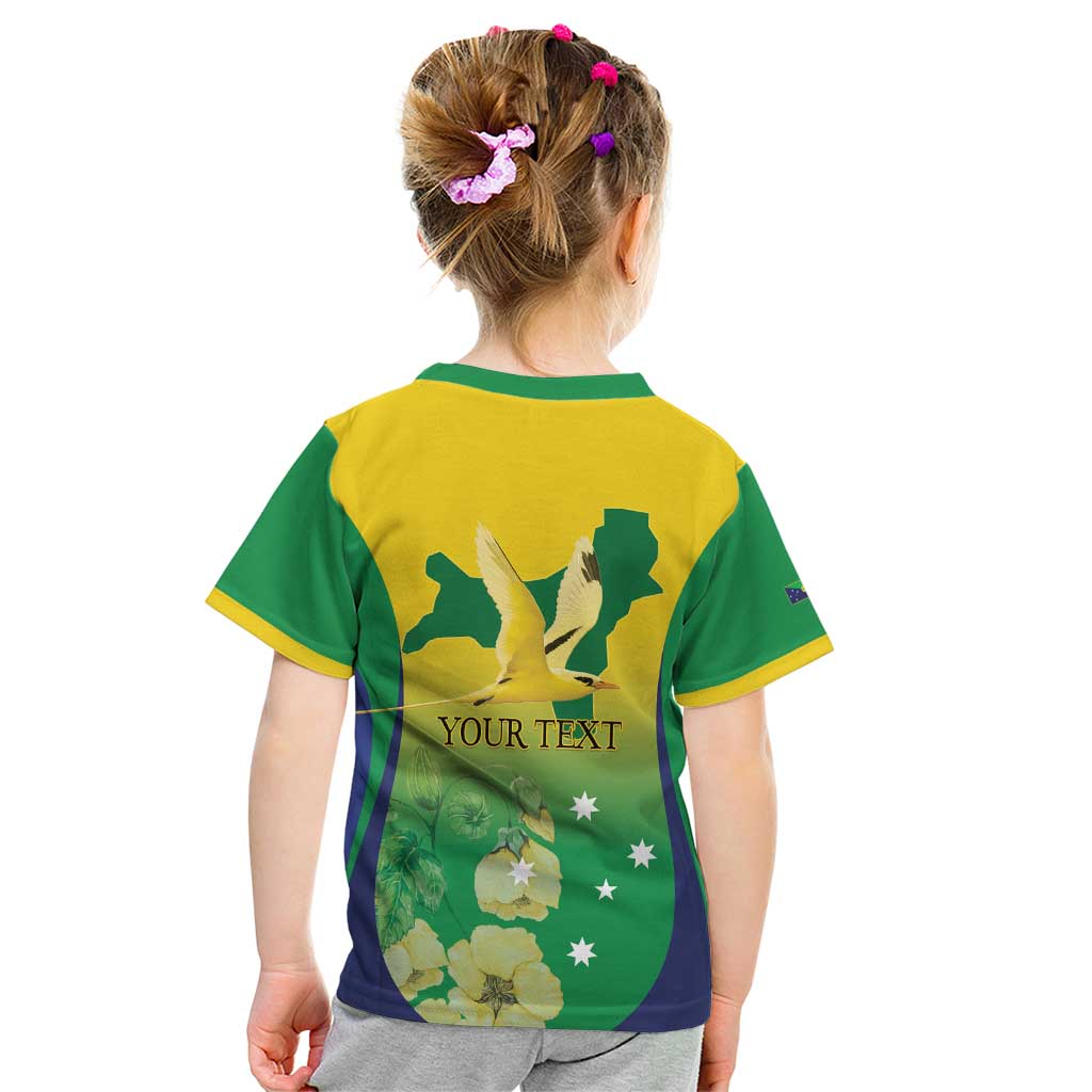 Personalised Australia Christmas Island Kid T Shirt Golden Bosun Abutilon listeri With Map - Aussie Hoodie