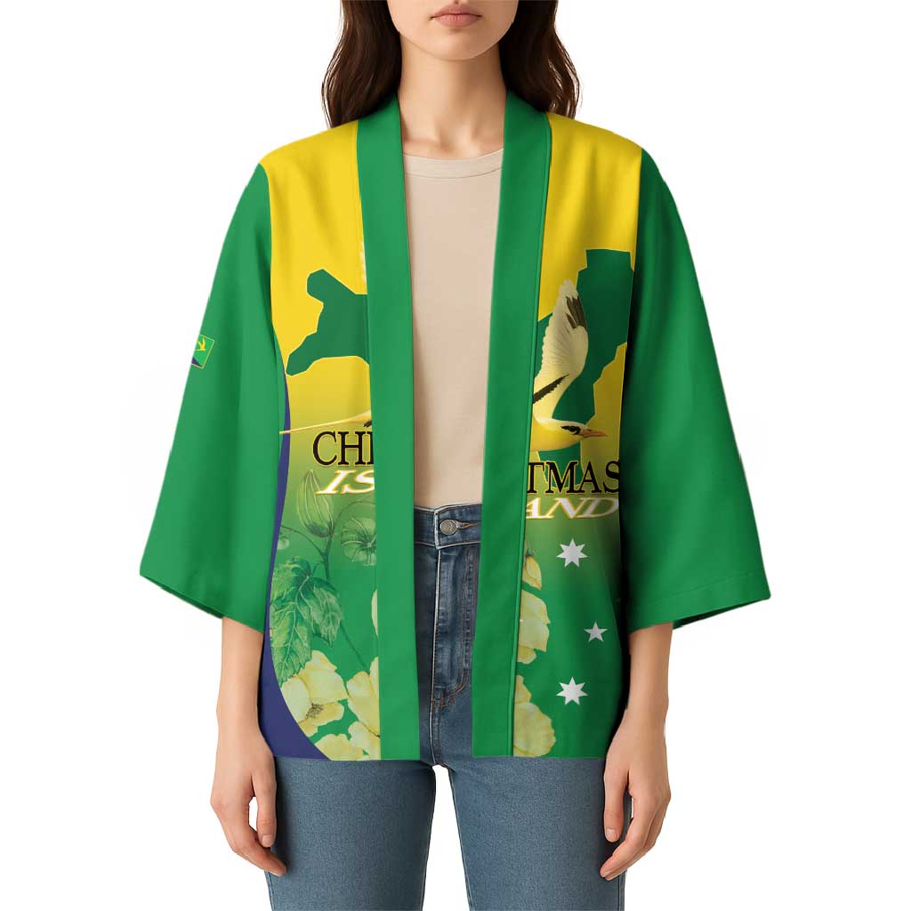 Personalised Australia Christmas Island Kimono Golden Bosun Abutilon listeri With Map - Aussie Hoodie