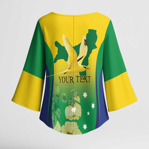 Personalised Australia Christmas Island Kimono Sleeve Blouse Golden Bosun Abutilon listeri With Map - Aussie Hoodie