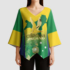 Personalised Australia Christmas Island Kimono Sleeve Blouse Golden Bosun Abutilon listeri With Map - Aussie Hoodie