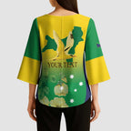 Personalised Australia Christmas Island Kimono Sleeve Blouse Golden Bosun Abutilon listeri With Map - Aussie Hoodie