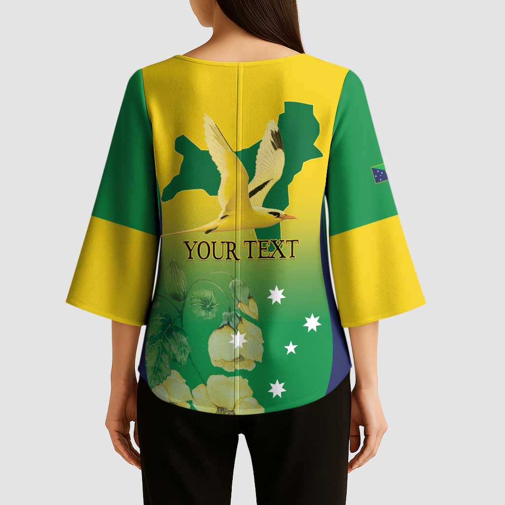 Personalised Australia Christmas Island Kimono Sleeve Blouse Golden Bosun Abutilon listeri With Map - Aussie Hoodie