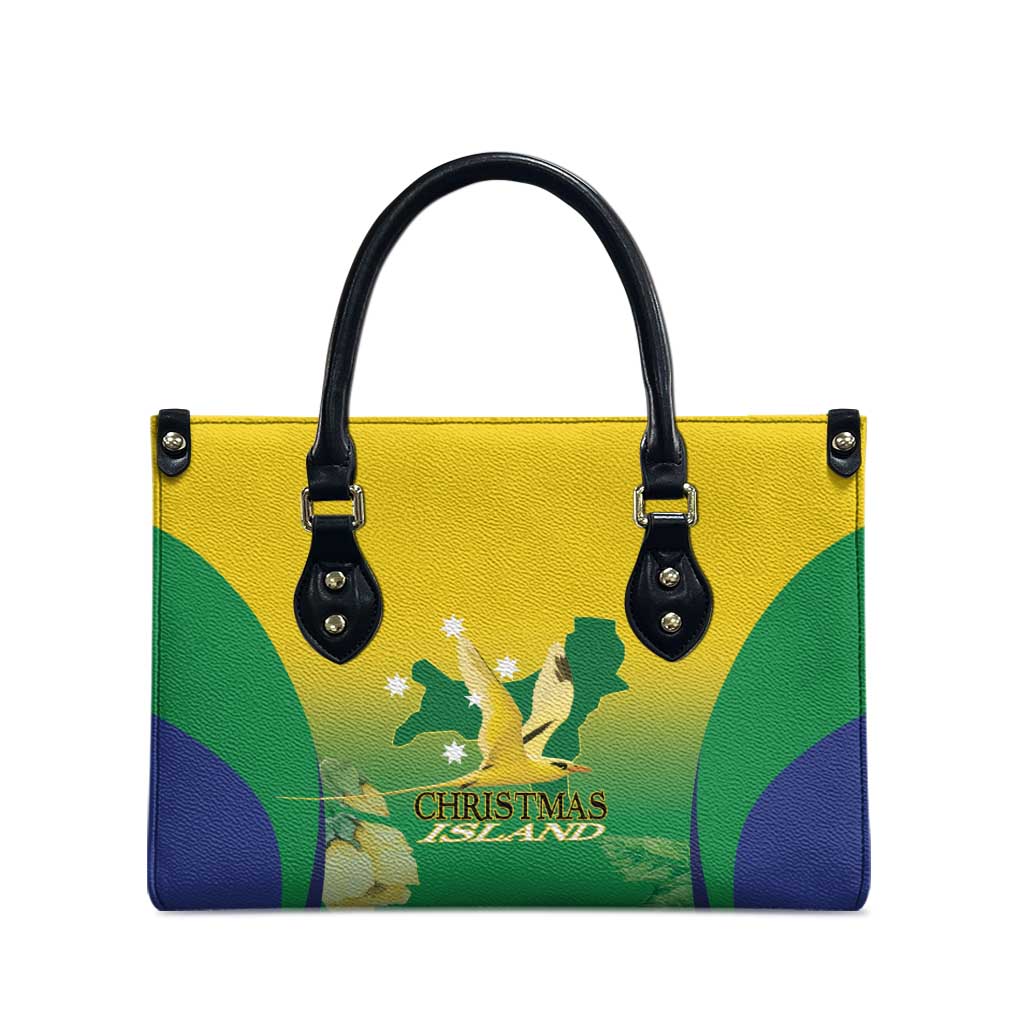 Australia Christmas Island Leather Bag Golden Bosun Abutilon listeri With Map - Aussie Hoodie