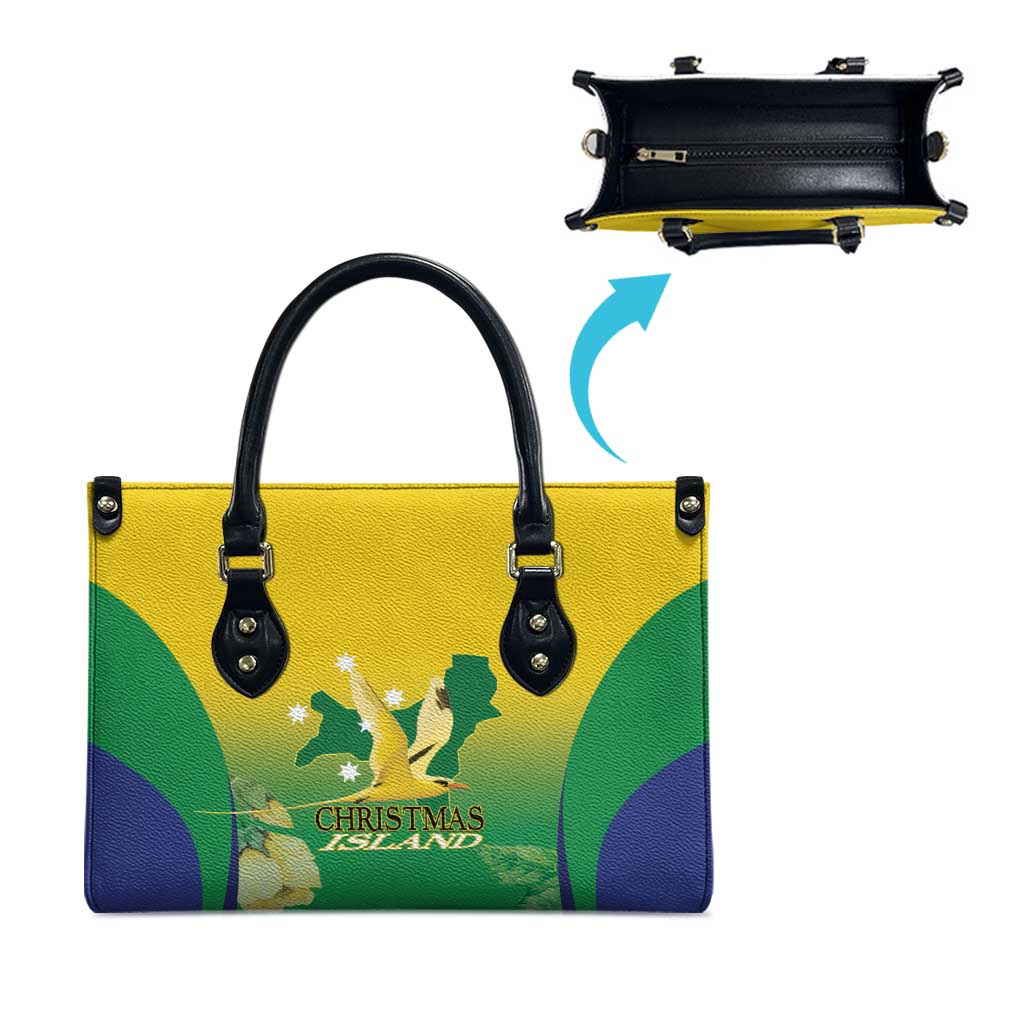 Australia Christmas Island Leather Bag Golden Bosun Abutilon listeri With Map - Aussie Hoodie