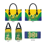 Australia Christmas Island Leather Bag Golden Bosun Abutilon listeri With Map - Aussie Hoodie