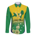 Personalised Australia Christmas Island Long Sleeve Button Shirt Golden Bosun Abutilon listeri With Map - Aussie Hoodie