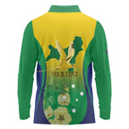 Personalised Australia Christmas Island Long Sleeve Polo Shirt Golden Bosun Abutilon listeri With Map - Aussie Hoodie