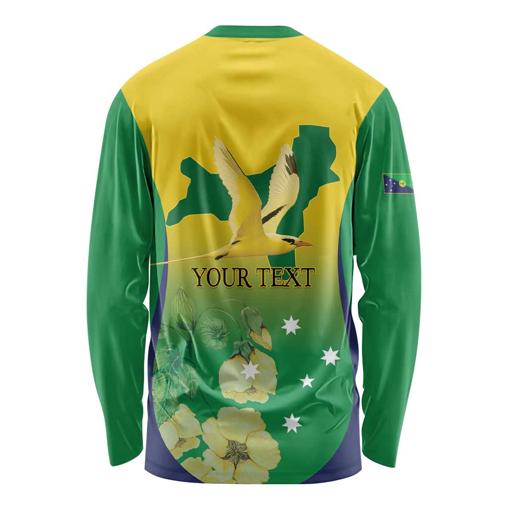 Personalised Australia Christmas Island Long Sleeve Shirt Golden Bosun Abutilon listeri With Map - Aussie Hoodie