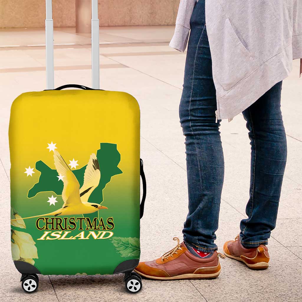 Australia Christmas Island Luggage Cover Golden Bosun Abutilon listeri With Map - Aussie Hoodie