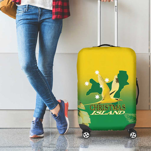 Australia Christmas Island Luggage Cover Golden Bosun Abutilon listeri With Map - Aussie Hoodie