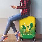 Australia Christmas Island Luggage Cover Golden Bosun Abutilon listeri With Map - Aussie Hoodie