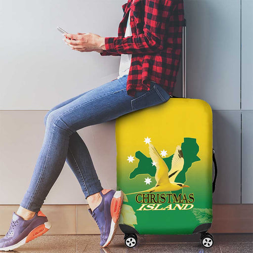 Australia Christmas Island Luggage Cover Golden Bosun Abutilon listeri With Map - Aussie Hoodie
