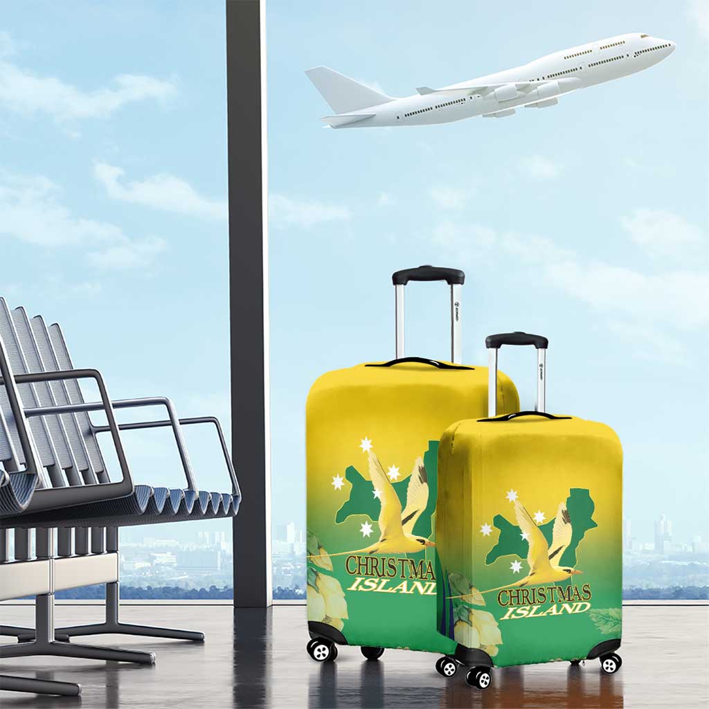 Australia Christmas Island Luggage Cover Golden Bosun Abutilon listeri With Map - Aussie Hoodie