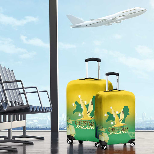 Australia Christmas Island Luggage Cover Golden Bosun Abutilon listeri With Map - Aussie Hoodie