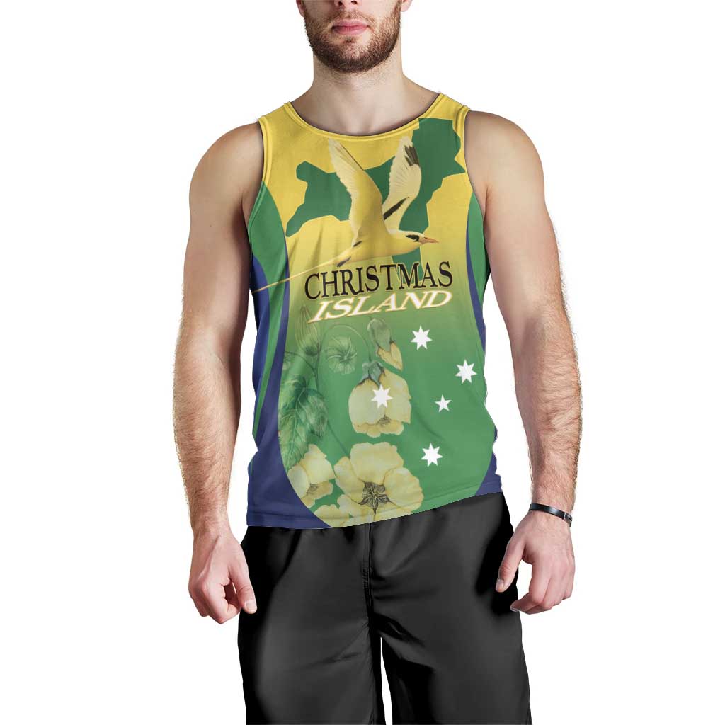 Personalised Australia Christmas Island Men Tank Top Golden Bosun Abutilon listeri With Map - Aussie Hoodie