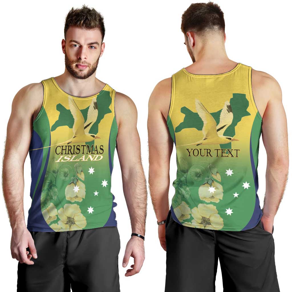 Personalised Australia Christmas Island Men Tank Top Golden Bosun Abutilon listeri With Map - Aussie Hoodie