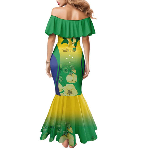 Personalised Australia Christmas Island Mermaid Dress Golden Bosun Abutilon listeri With Map - Aussie Hoodie