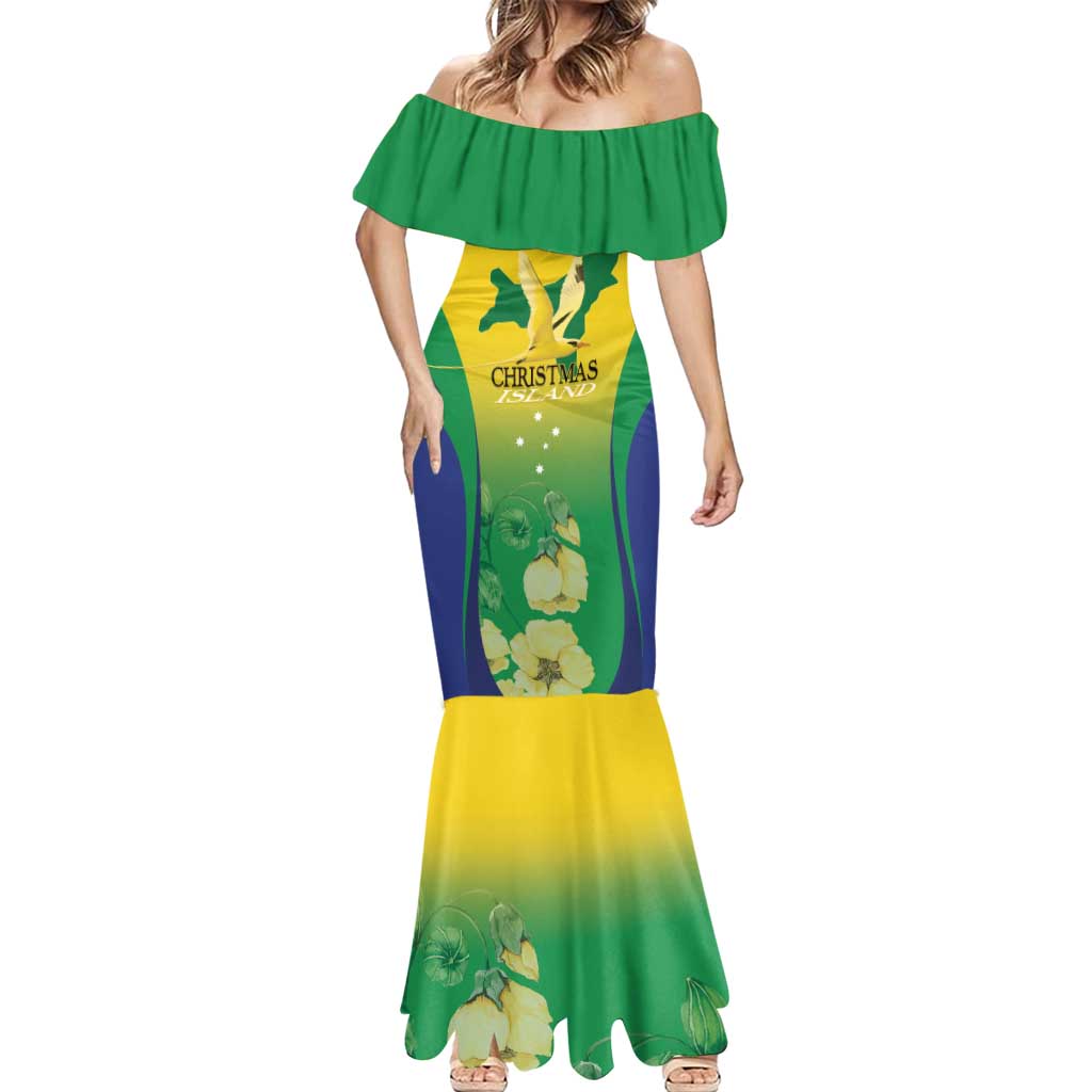 Personalised Australia Christmas Island Mermaid Dress Golden Bosun Abutilon listeri With Map - Aussie Hoodie