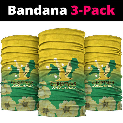 Australia Christmas Island Neck Gaiter Golden Bosun Abutilon listeri With Map - Aussie Hoodie