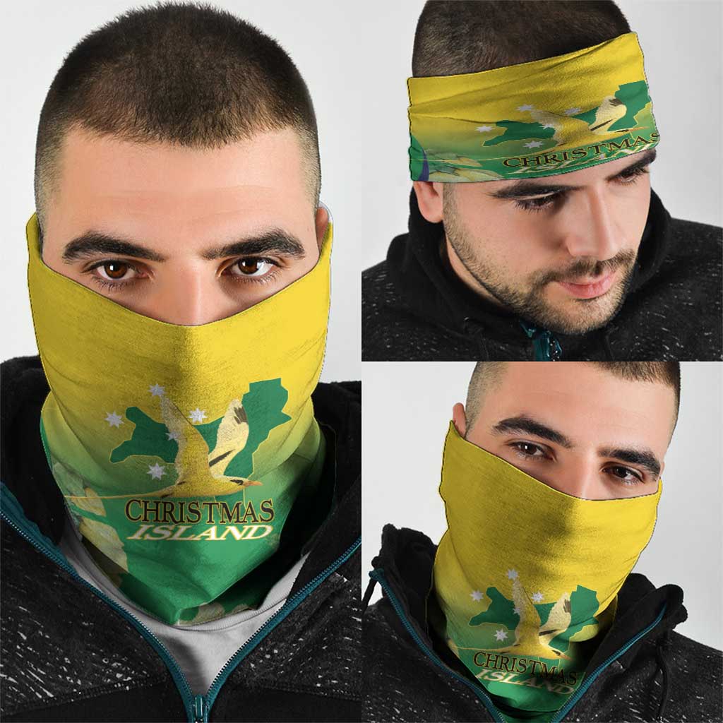 Australia Christmas Island Neck Gaiter Golden Bosun Abutilon listeri With Map - Aussie Hoodie