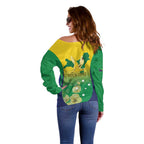 Personalised Australia Christmas Island Off Shoulder Sweater Golden Bosun Abutilon listeri With Map - Aussie Hoodie
