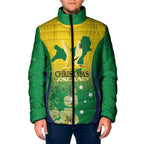 Personalised Australia Christmas Island Padded Jacket Golden Bosun Abutilon listeri With Map - Aussie Hoodie