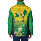 Personalised Australia Christmas Island Padded Jacket Golden Bosun Abutilon listeri With Map - Aussie Hoodie