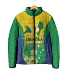 Personalised Australia Christmas Island Padded Jacket Golden Bosun Abutilon listeri With Map - Aussie Hoodie