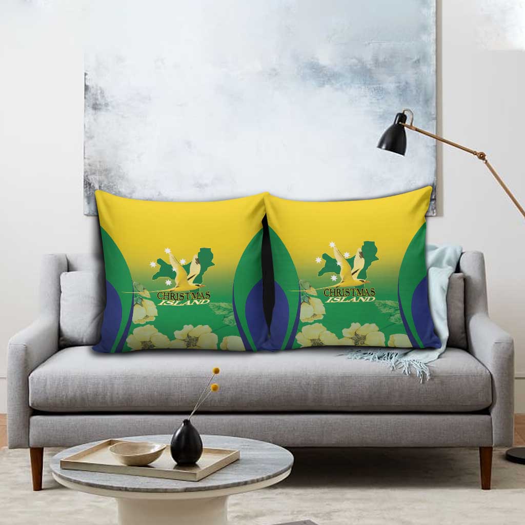 Australia Christmas Island Pillow Cover Golden Bosun Abutilon listeri With Map - Aussie Hoodie