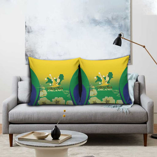 Australia Christmas Island Pillow Cover Golden Bosun Abutilon listeri With Map - Aussie Hoodie