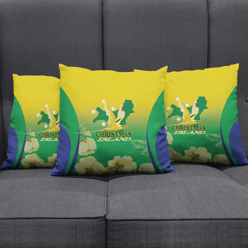 Australia Christmas Island Pillow Cover Golden Bosun Abutilon listeri With Map - Aussie Hoodie