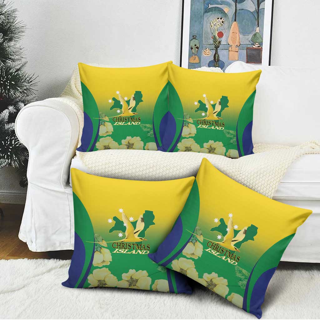 Australia Christmas Island Pillow Cover Golden Bosun Abutilon listeri With Map - Aussie Hoodie