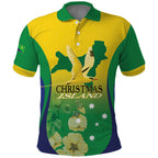 Personalised Australia Christmas Island Polo Shirt Golden Bosun Abutilon listeri With Map - Aussie Hoodie