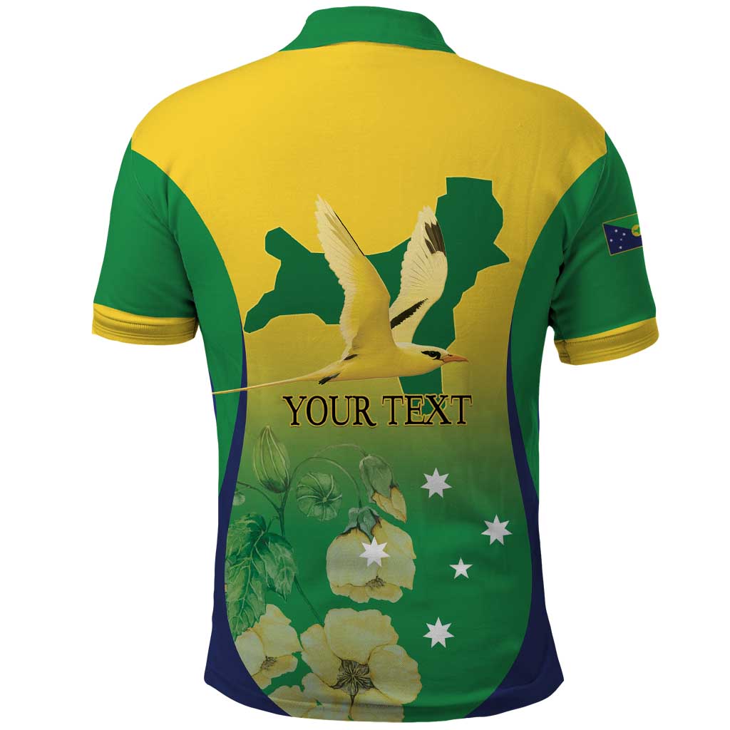 Personalised Australia Christmas Island Polo Shirt Golden Bosun Abutilon listeri With Map - Aussie Hoodie