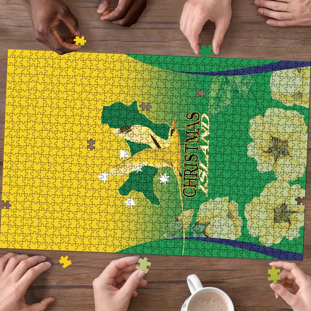 Australia Christmas Island Puzzle Golden Bosun Abutilon listeri With Map - Aussie Hoodie