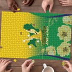 Australia Christmas Island Puzzle Golden Bosun Abutilon listeri With Map - Aussie Hoodie