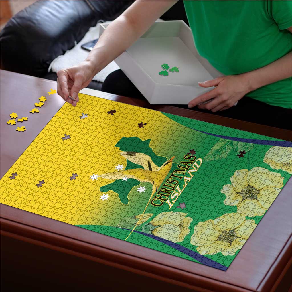 Australia Christmas Island Puzzle Golden Bosun Abutilon listeri With Map - Aussie Hoodie