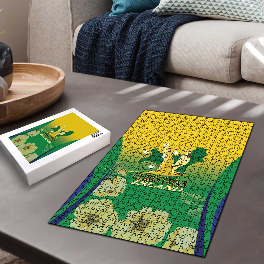 Australia Christmas Island Puzzle Golden Bosun Abutilon listeri With Map - Aussie Hoodie