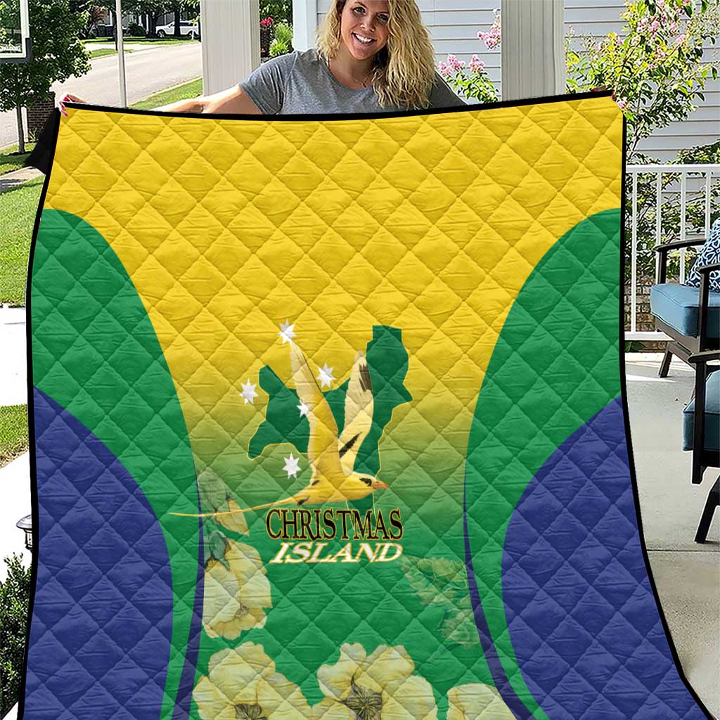 Australia Christmas Island Quilt Golden Bosun Abutilon listeri With Map - Aussie Hoodie