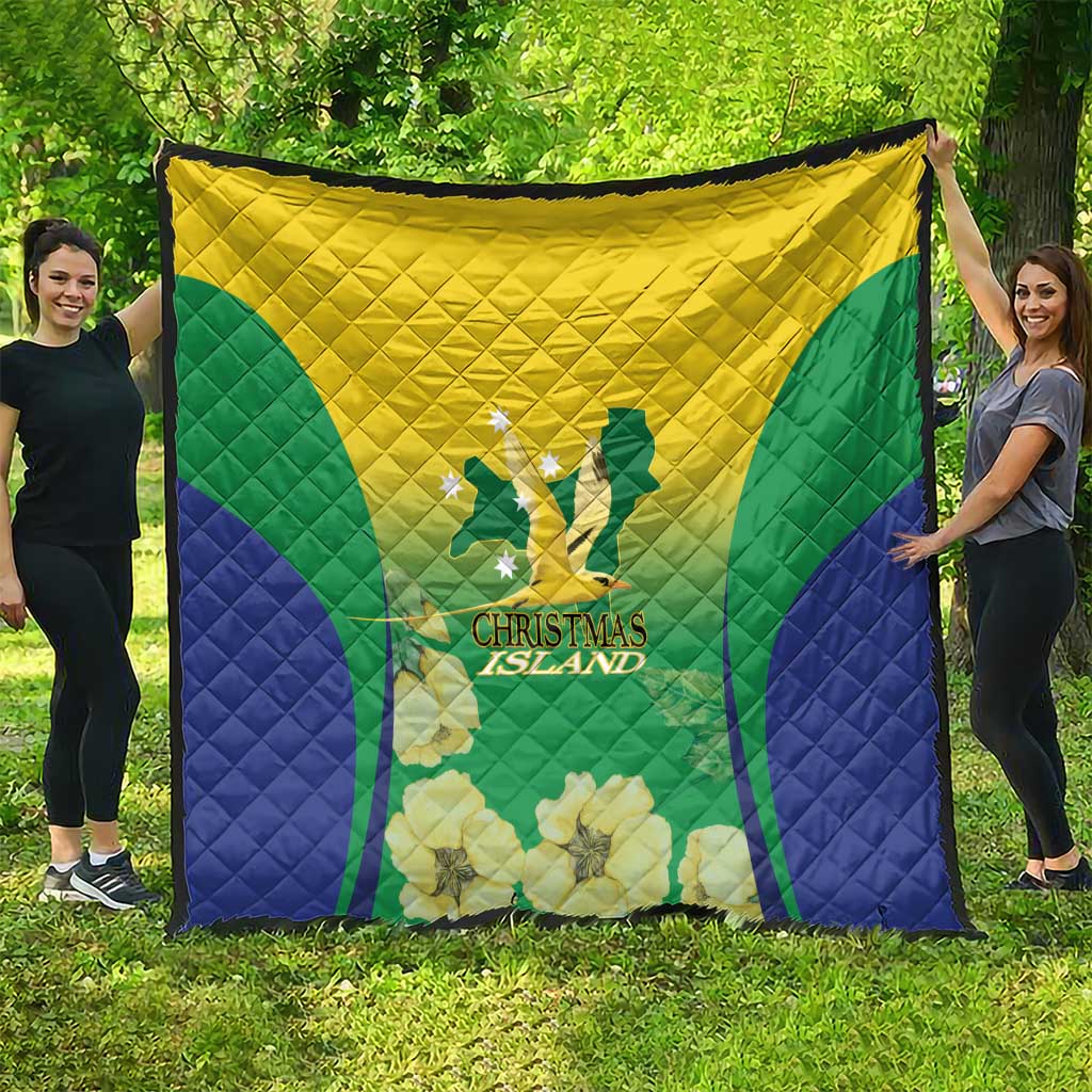 Australia Christmas Island Quilt Golden Bosun Abutilon listeri With Map - Aussie Hoodie