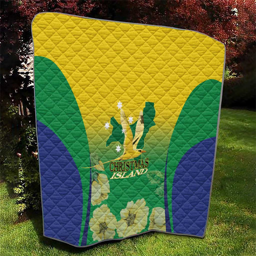Australia Christmas Island Quilt Golden Bosun Abutilon listeri With Map - Aussie Hoodie
