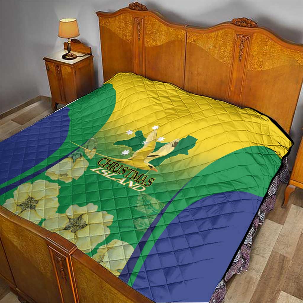 Australia Christmas Island Quilt Golden Bosun Abutilon listeri With Map - Aussie Hoodie